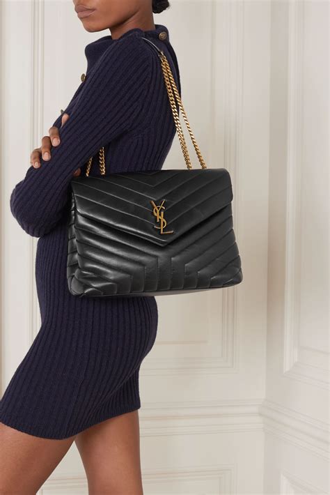 ysl black shoulder bag|SAINT LAURENT Loulou medium quilted leather shoulder bag .